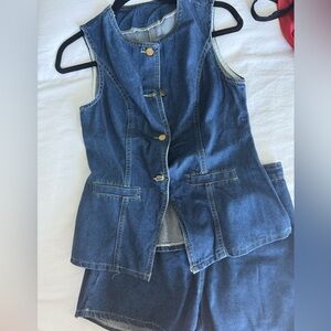 Denim Vest and Shorts Set